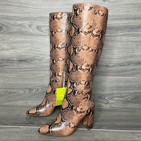 Gianni Bini Shoes - Gianni Bini Kellbie Snake Print Leather Knee High Heeled Boots size 6M